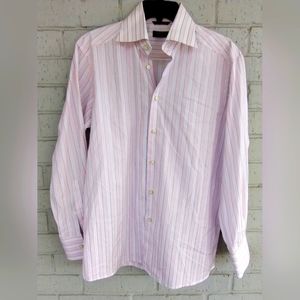 Eton of Sweden Luxury Pink Blue & White Striped Dress Shirt Sz 39 Neck 15.5